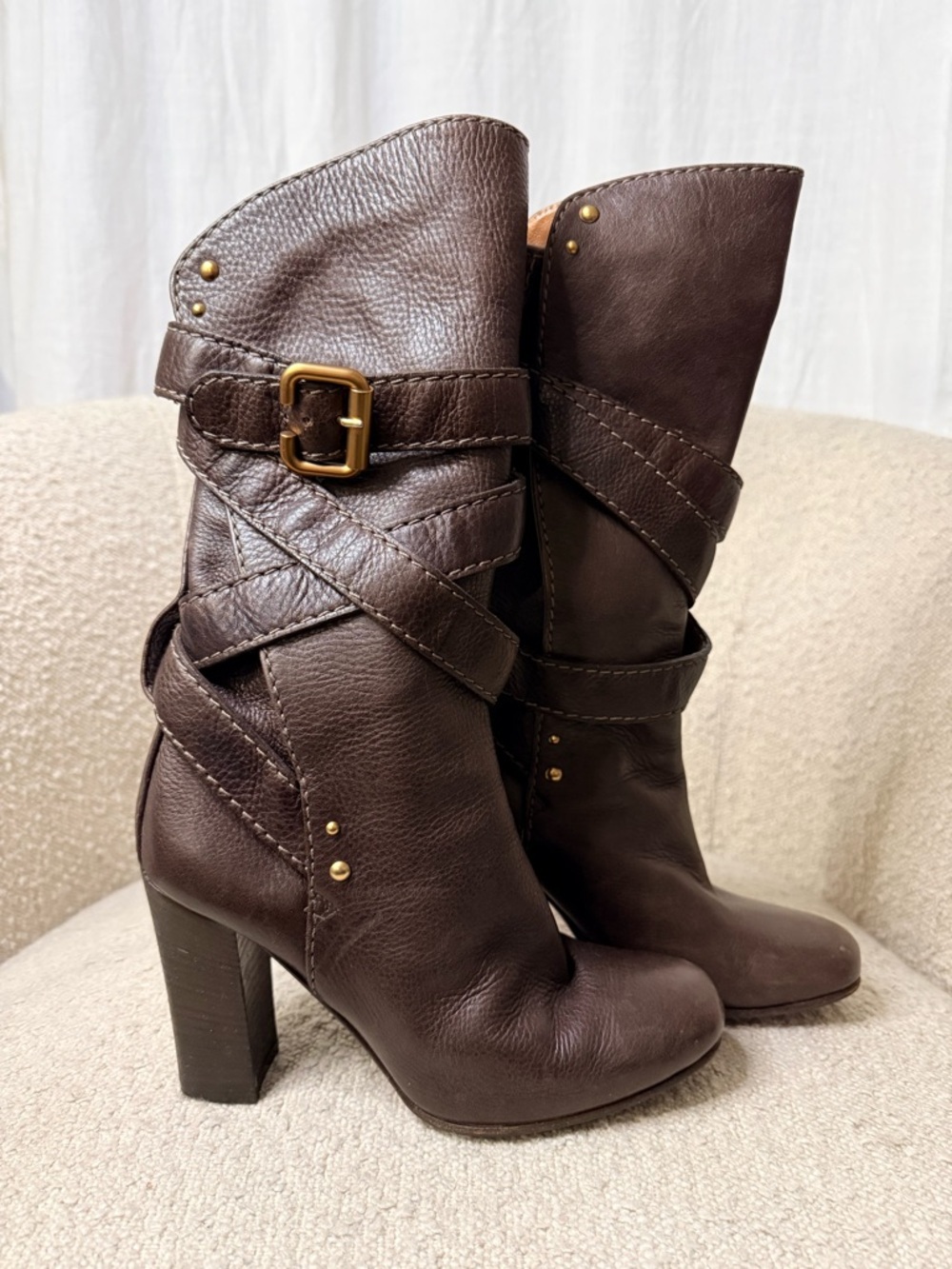 Chloé viral Y2K Dark Brown Leather Paddington Block Heel Boots - US 6 (37) - Picture 4 of 7